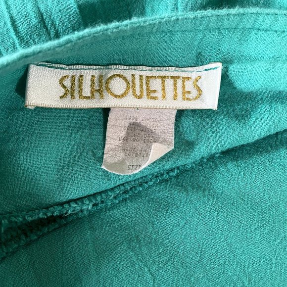 80s Vintage Plus Size Silhouettes Blue Green 100% Cotton Comfy Patio Dress 1X - Picture 6 of 7